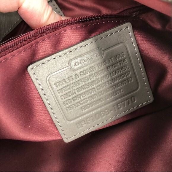 Coach RARE Mia Inlaid C Maggie Hobo Bag #15770 Gray Silver Leather - Picture 12 of 16